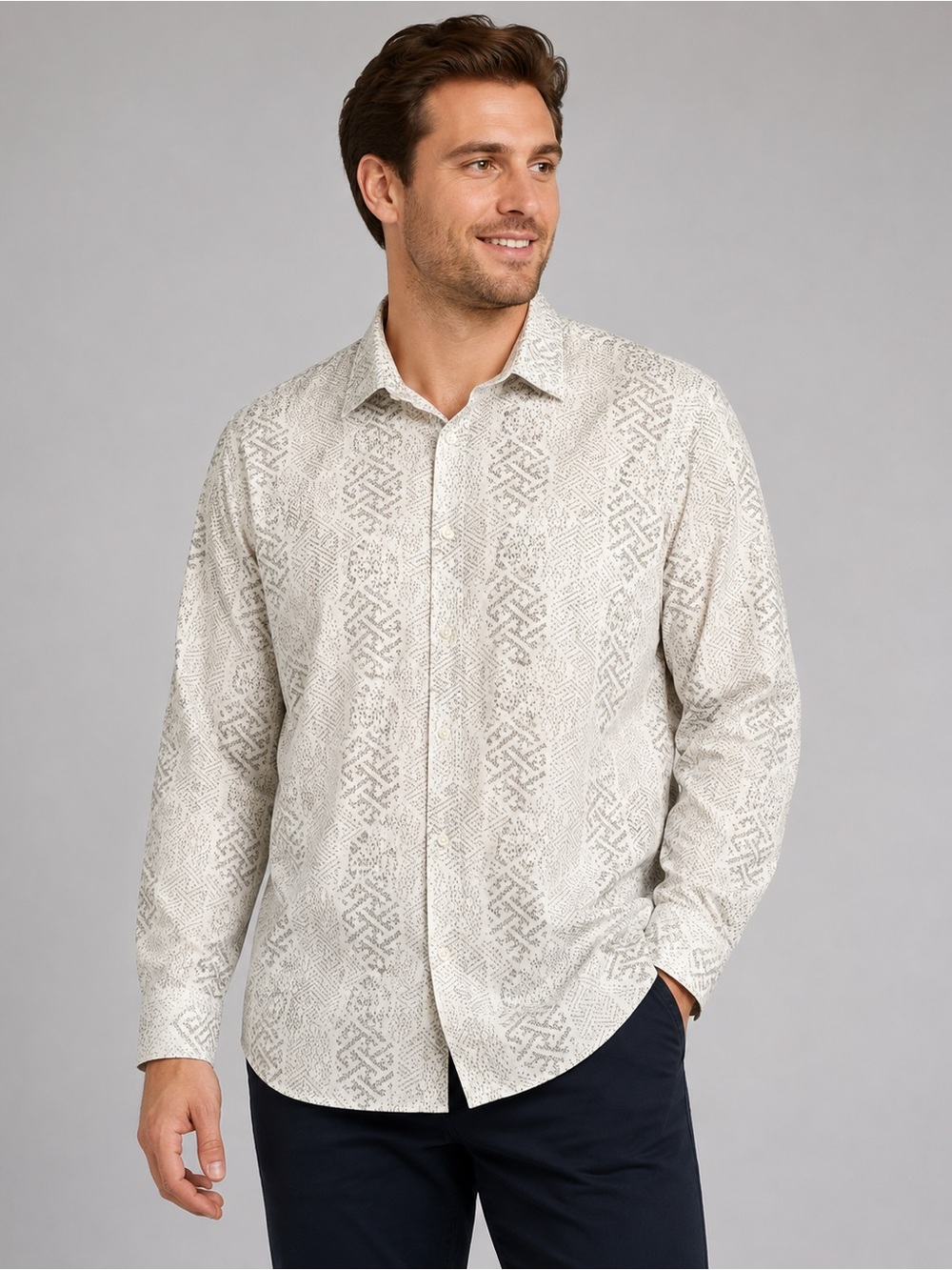 Perry Ellis Men’s XXL Abstract Geometric Button Up Shirt 100% Cotton